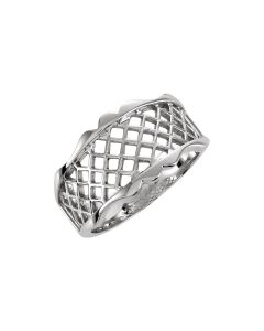14kt White Lattice Design Band