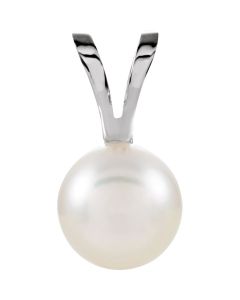 14kt White 5mm Akoya Cultured Pearl Pendant 
