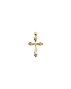 14kt Yellow 1/4 CTW Diamond Cross Pendant