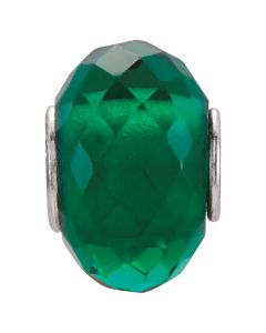 Sterling Silver 11x15.5mm Teal Faceted Glass Bead