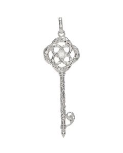 Sterling Silver 1/10 CTW Diamond Vine Key Pendant