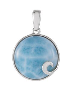 Sterling Silver Larimar Cabochon Pendant 