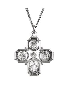 Sterling Silver 30x29mm Four-Way Cross Medal 24