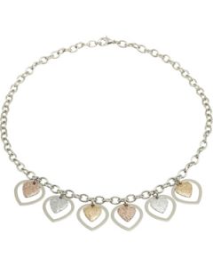 Tri Color Glitter Hearts Neckl N\A  18.00 Inches