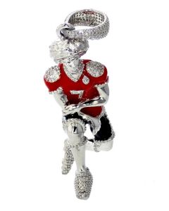 925 Sterling Silver Mens Pendant Kneeling Football Player pendant 70mm height 20mm wide, 39.5gram Pendant for Foot ball Lovers