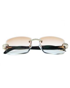 Custom Glasses With Diamonds 3ctw Hand Set Diamonds on Shades With Buffalo Horn Frame