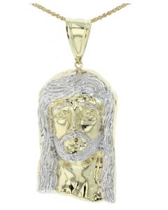 Jesus Face Charm Pendant in 10K Yellow and White Gold With Jesus Head