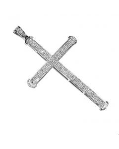 0.65cttw Real Diamond Cross Pendant 53mm Tall Mens Pendant