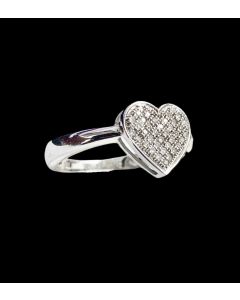 10k White Gold 0.15 Carat Diamonds Heart Ring for Her in White Gold 