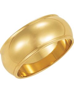 Half Round Edge Band 14K Yellow Gold 08.00 Mm
