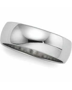 Light Half Round Band 14K White Gold 06.00 Mm
