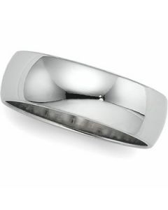 Light Half Round Band 14K White Gold 08.00 Mm