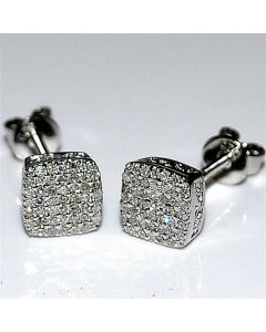 Diamond Stud Earrings Square Pave set 0.25ct Screw on back 7mm