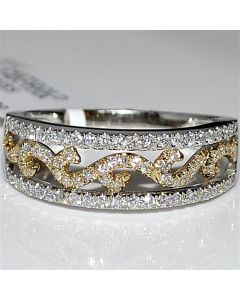 Two Tone Band Ring 7.5mm wide Anniversary Wedding Band .4ct 14K White Gold