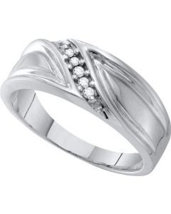Mens Diamond Ring 0.10CT DIAMOND Wedding MENS BAND 10KT White Gold