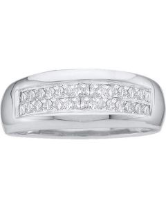Mens Diamond Ring 1.00CTW DIAMOND INVISIBLE MENS BAND 14KT White Gold