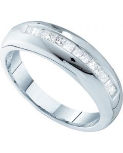 Mens Diamond Ring 0.50CTW PRINCESS DIAMOND MENS INVISIBLE BAND 14KT White Gold