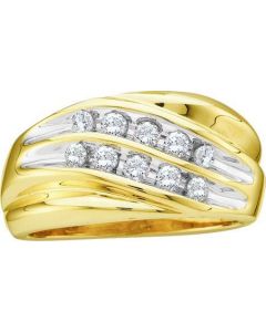 Mens Diamond Ring 0.50CTW  DIAMOND MENS CLUSTER  BAND 10KT Yellow Gold