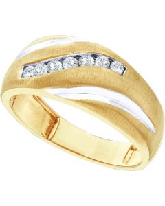 Mens Diamond Ring 0.25CTW DIAMOND CLUSTER MENS BAND 10KT Yellow Gold