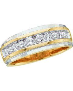 Mens Diamond Ring 0.25CTW ROUND DIAMOND MEN'S Wedding BAND 10KT Yellow Gold