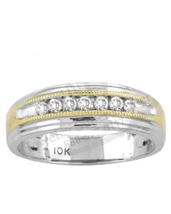 Mens Diamond Ring 0.25CTW ROUND DIAMOND MENS Wedding BAND White Gold Two Tone