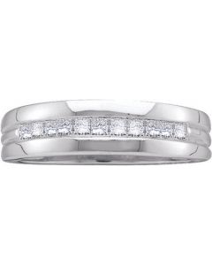 Mens Diamond Ring 0.50CTW DIAMOND INVISIBLE MENS BAND 14KT White Gold