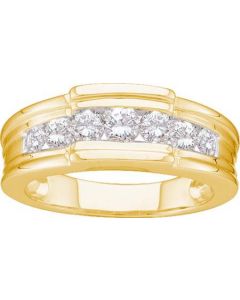 Mens Diamond Ring 1.00CTW DIAMOND Wedding MENS BAND 14K Yellow-gold