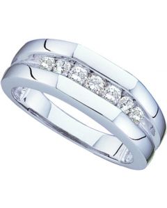 Mens Diamond Ring 0.50CTW ROUND DIAMOND MEN'S Wedding BAND 14KT White Gold