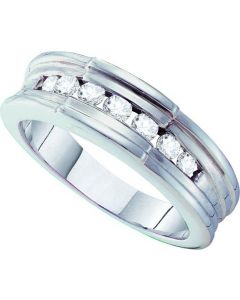 Mens Diamond Ring 0.25CTW ROUND DIAMOND MENS Wedding BAND 14KT White Gold