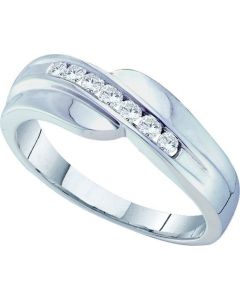 Mens Diamond Ring 0.25CTW ROUND DIAMOND MENS Wedding BAND 14K White-gold