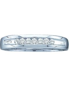 Mens Diamond Ring 0.25CTW ROUND DIAMOND MEN'S Wedding BAND 14KT White Gold