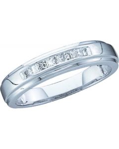 Mens Diamond Ring 0.15CTW PRINCESS DIAMOND MEN'S INVISIBLE BAND 10KT White Gold