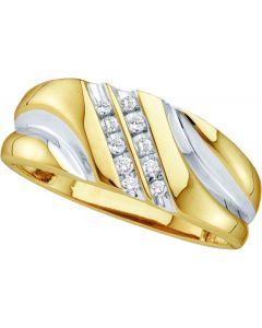 Mens Diamond Ring 0.12CTW DIAMOND Wedding MENS BAND 10KT Yellow Gold