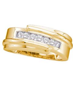 Mens Diamond Ring 0.33CTW  DIAMOND MEN'S Wedding BAND 14K Yellow-gold