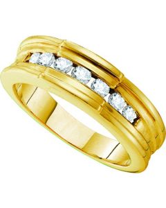 Mens Diamond Ring 0.25CTW DIAMOND Wedding MENS BAND 14KT Yellow Gold