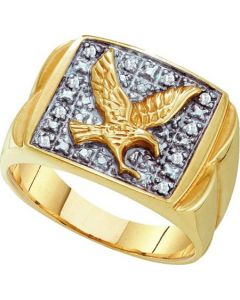Mens Diamond Ring 0.10CTW MENS EAGLE DIAMOND RING 10KT Yellow Gold