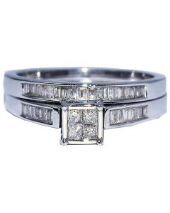 Princess cut wedding ring set white gold 0.3ctw real diamond 2 piece bridal
