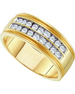 Mens Diamond Ring 0.50CTW ROUND DIAMOND MENS Wedding BAND 14K Yellow-gold