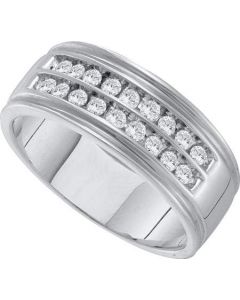 Mens Diamond Ring 0.50CTW DIAMOND MENS Wedding BAND 14K White-gold