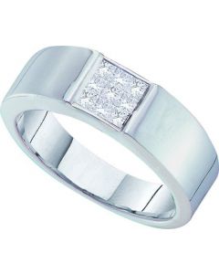 Mens Diamond Ring 0.50CTW DIAMOND  INVISIBLE MENS RING 14KT White Gold