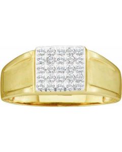 Mens Diamond Ring 0.12CTW DIAMOND MENS CLUSTER  RING 10KT Yellow Gold