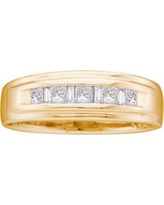 Mens Diamond Ring 0.50CTW PRINCESS DIAMOND MEN'S INVISIBLE BAND 14K Yellow-gold