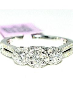 Three Stone Engagement ring Split Shoulder White gold 0.7ct diamonds Certified