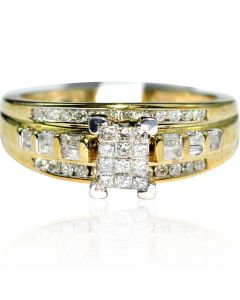 0.45 ct Diamond Princess Cut Wedding Ring 10K Gold 3 in 1 style 7mm