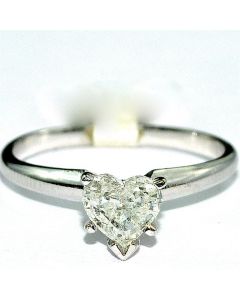 Heart shaped diamond solitaire ring White gold 14K Engagement Ring .65 ct 
