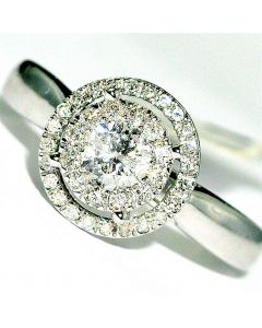 0.5 ct Engagement Ring Round Halo 14K white Gold 10mm Wide 1.5ct Diamond look