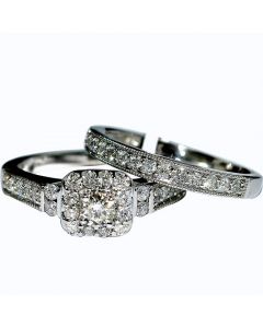 White Gold Wedding set Engagement ring and matching band .9ct w, .2ct solitaire