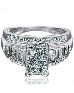 1ct Diamond ring Princess cut diamonds Ladies wide ring 3 in 1 style Stelring Silver