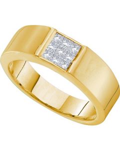 Mens Diamond Ring 0.50CTW DIAMOND INVISIBLE MENS RING 14K Yellow-gold