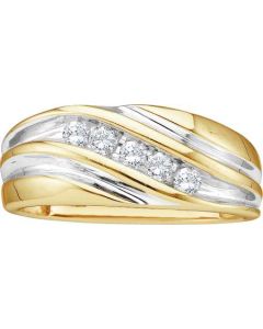 Mens Diamond Ring 0.25CTW ROUND DIAMOND MEN'S Wedding BAND 14KT Yellow Gold